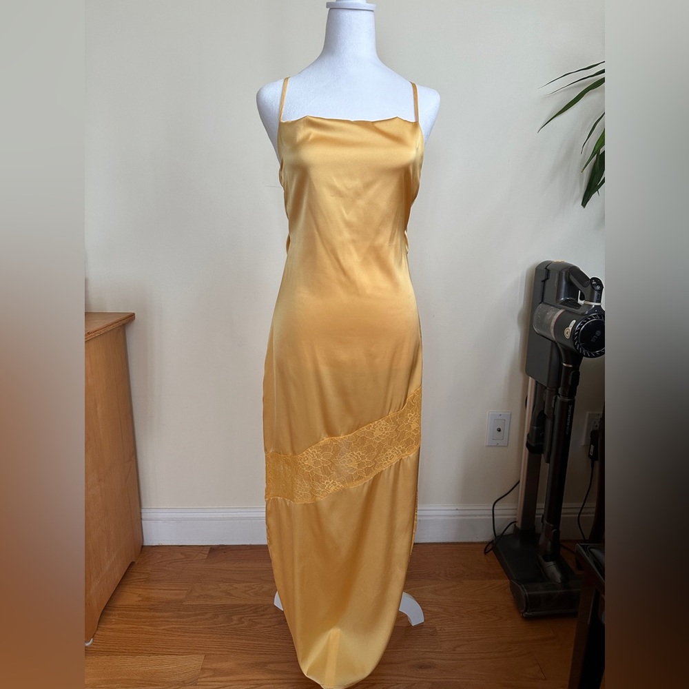 Yellow lace maxi dress